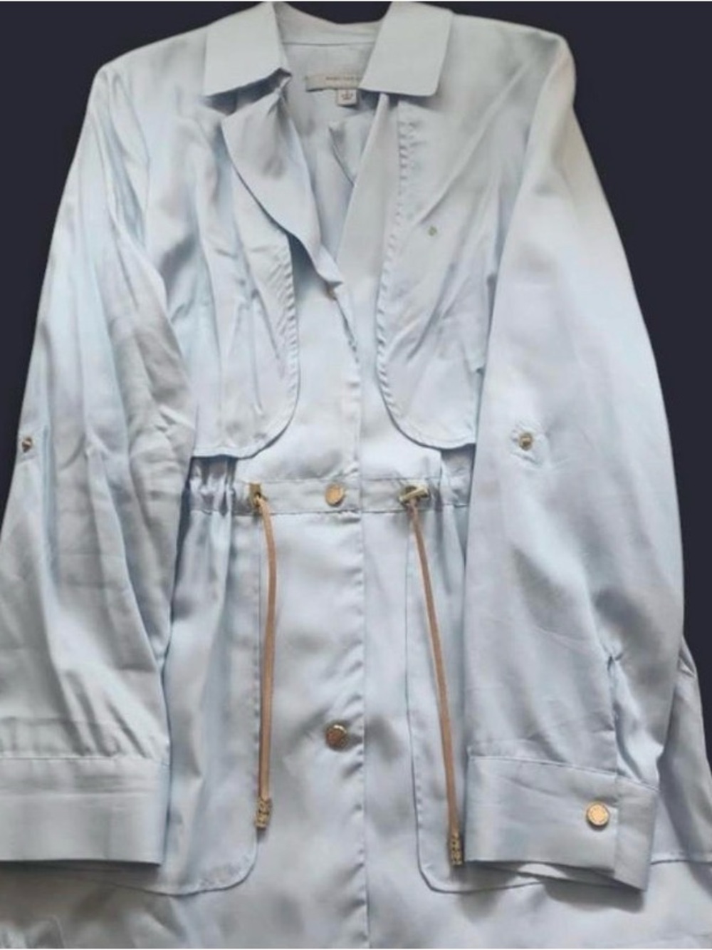 Marc New York Pale Blue Drawstring-Waist Trench Coat
